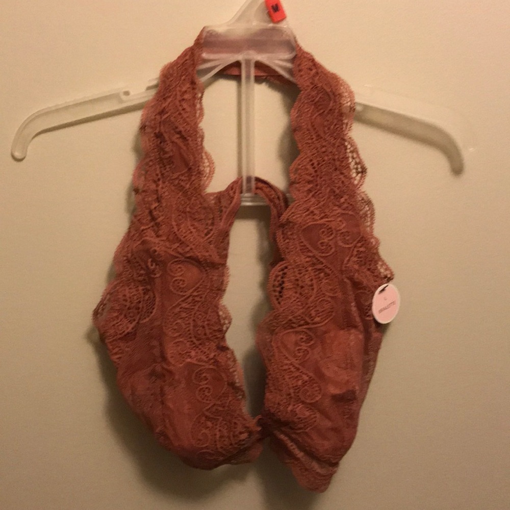 Large lace dusty rose bralette never worn with tag